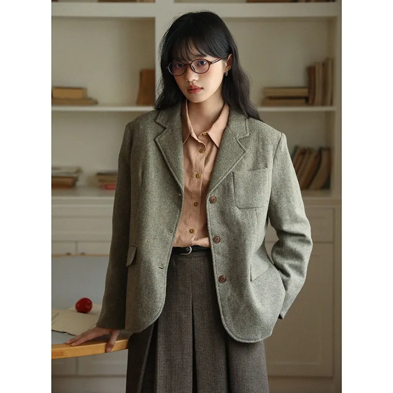 Корейская серия ретро художественный темперамент шерстяной женский зимний