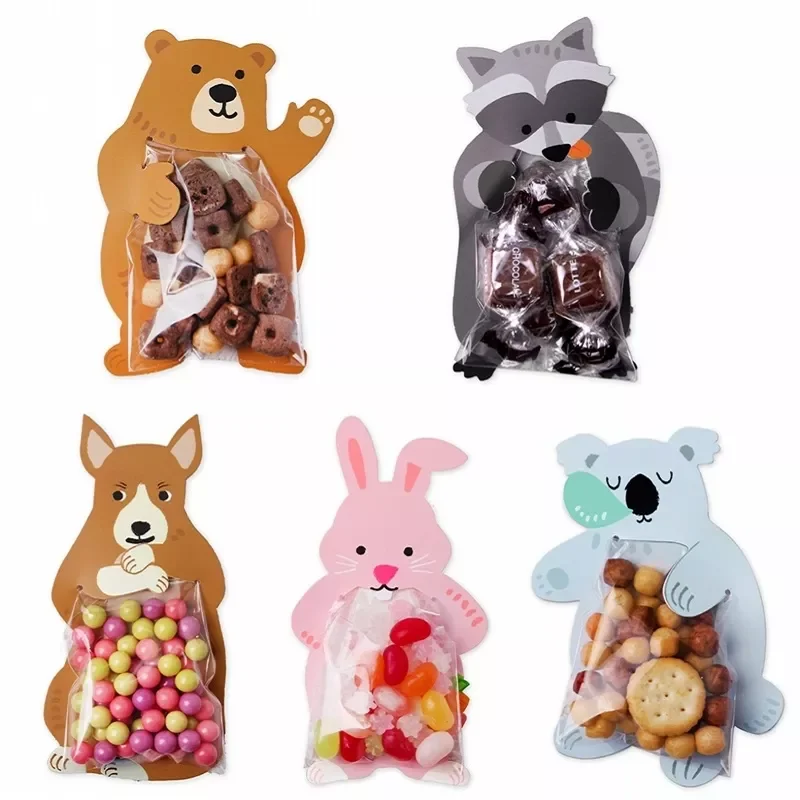 

10pcs/lot Animal Cute Gift Bags Candy Bags Baby Shower Birthday Party Cookie Bags Bear Candy Box Greeting Cards Popular Rabbit