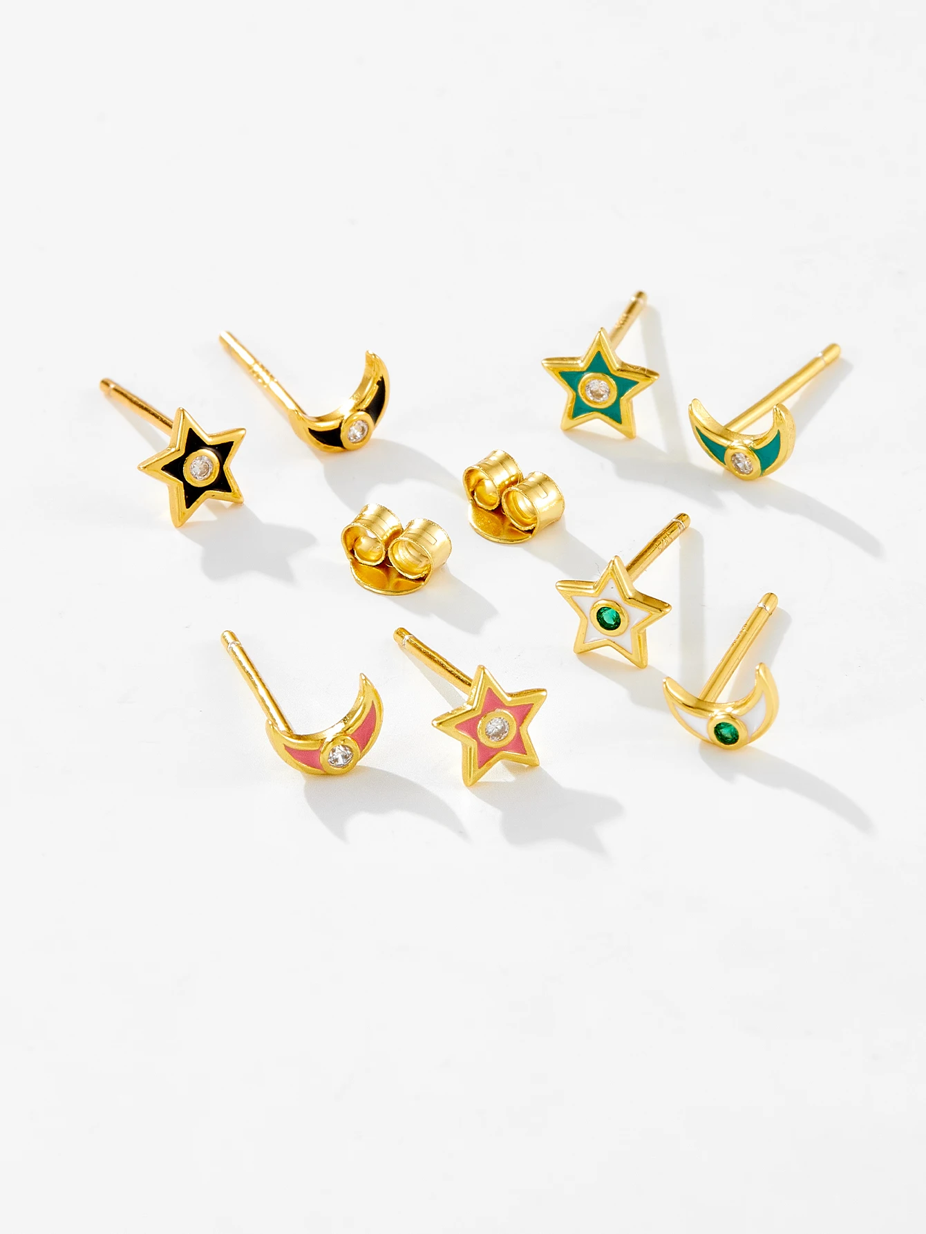 Серьги-гвоздики DPLAOPA из стерлингового серебра 925 пробы луна звезда мини циркон