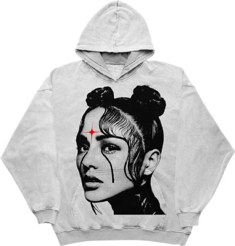 

Retro Portrait Pattern Printed Women's Sweater Sweatshirt Street Punk Retro Y2K Women's Sweater Oversized Casual Women's Sweater