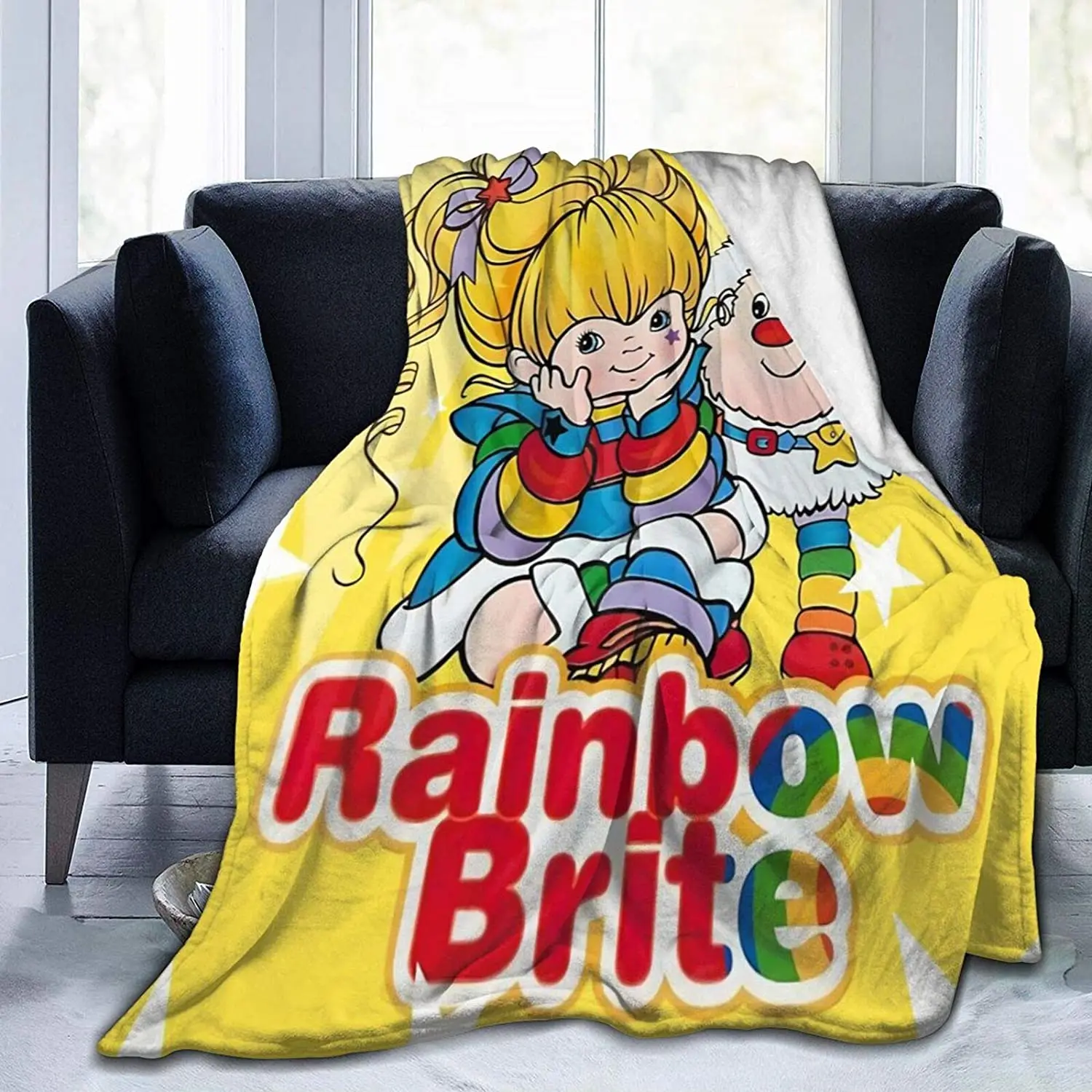 

Rainbow Brite Ultra Soft Micro-Fleece Blanket Couch for Adults or Kids