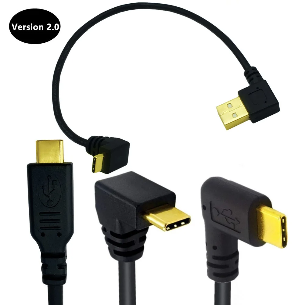 

GOLD Plated Up Angle USB2.0 (Type-A) Male to USB3.1 (Type-C)Male Up & Dwon Angle USB Data Sync & Charge Cable Connector