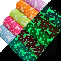 glow in the dark fantasy pegasus printed fine glitter faux leather luminous shiny fabric diy crafts brooch bows earring 30135cm