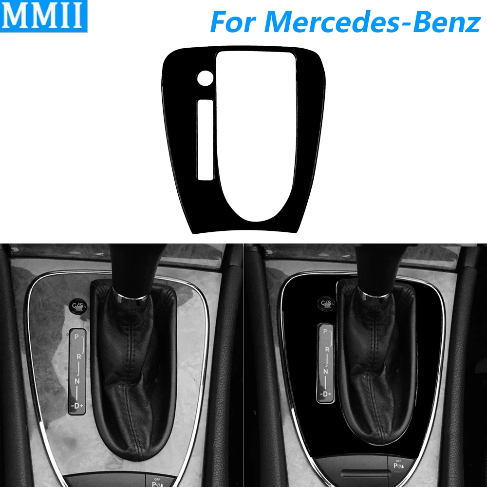 Фото For Mercedes-Benz E-Class W211 2003-2009 Piano Black Central Gear Shift Control Panel Cover Decorative Car Accessories Sticker №1