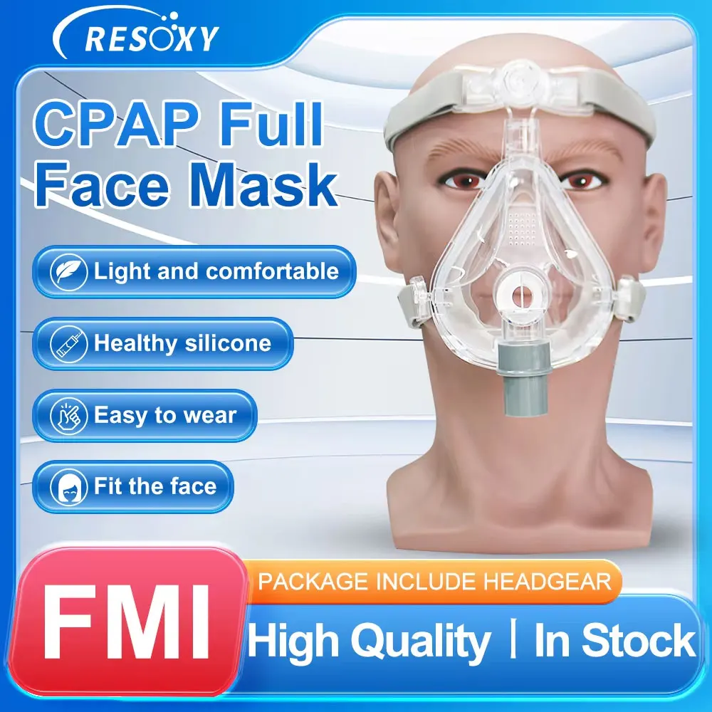 Фото CPAP Полнолицевая маска для рта, носовая маска для Auto BiPAP CPAP с головным убором для апноэ во сне, против храпа №1
