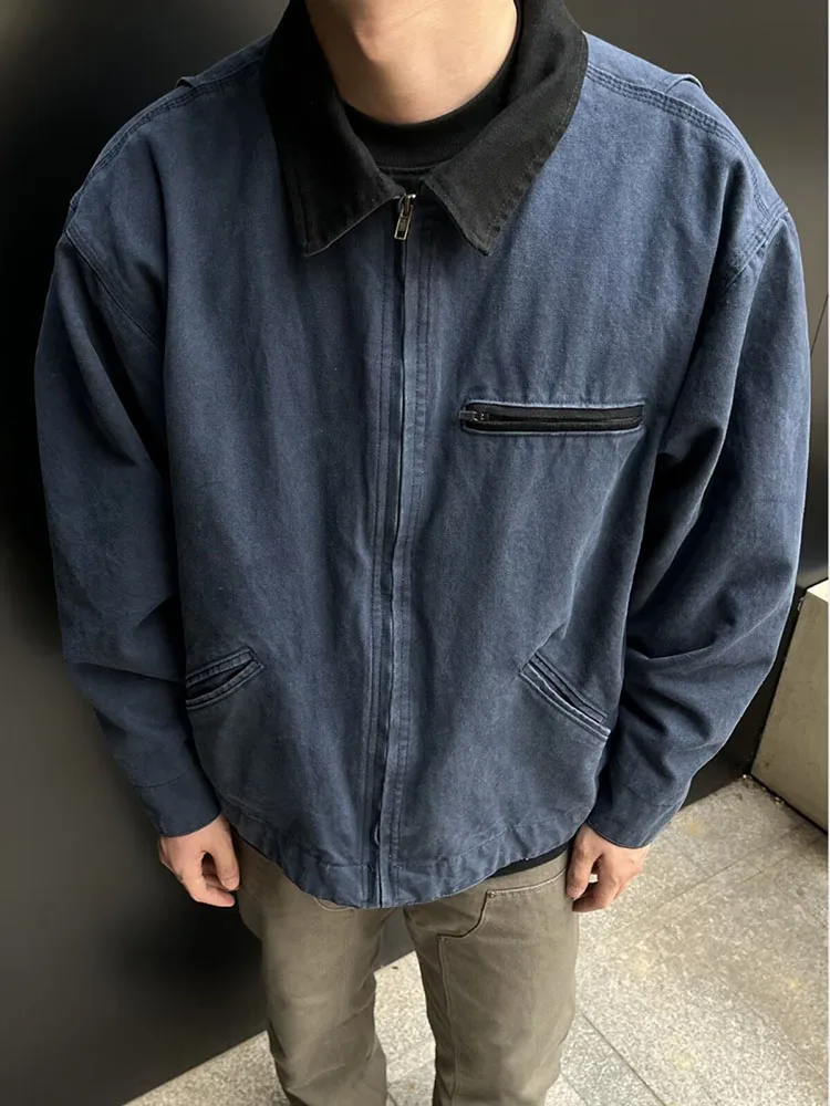 Американская куртка Детройта для мужчин и женщин однотонная Свободная