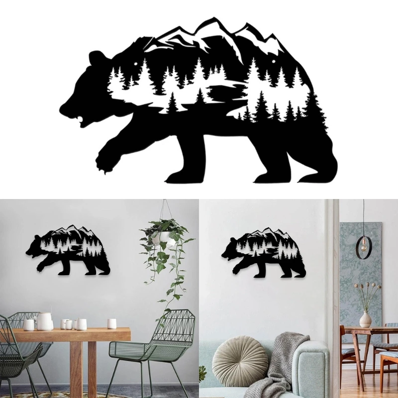 

Metal Animal Bear Sign Wrought Iron Decor Outdoor Garden Yard Decoration
