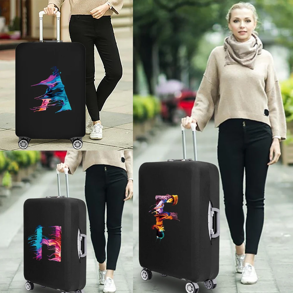 Paint Letter Print Luggage Dust Cover for Suitcase Elasticity Protective Covers Travel Accessories for 18''-32'' Inches Trolley