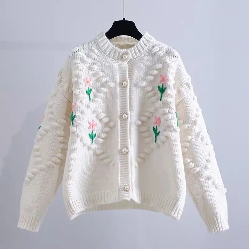 

Koeran Thick Y2K Sweater Jacket Fashion Single-breasted Female Cardigans Embroidered Loose Knitted Cardigan Sweater Women 23326