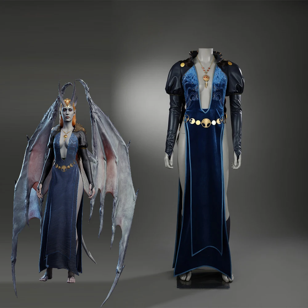Игра Mizora Косплей Фантазия Костюм Для Женщин Сексуальное Синее Платье С Высоким