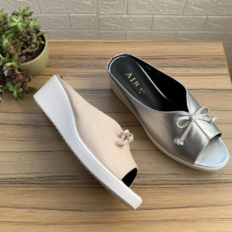 Women's Large Wedge Heel Slippers 41 42 43 Comfortable New Sandals Fat Foot