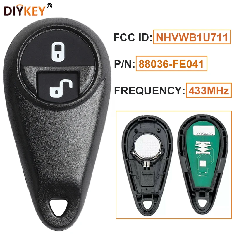 

Пульт дистанционного управления DIYKEY FCC:NHVWB1U711 433 МГц 2B для Subaru Forester Impreza 2005 2006 2007 88036-FE041, 88036FE041