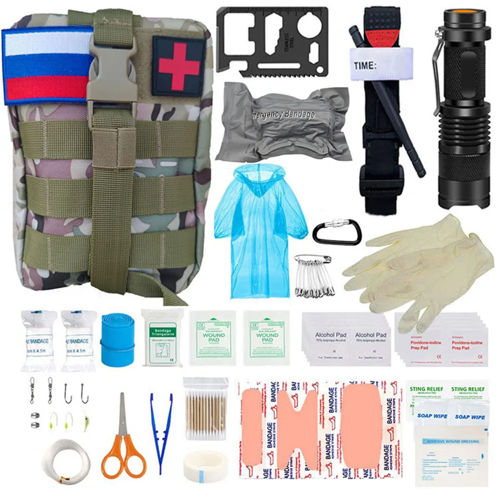 

70 Pcs Outdoor Survival Kit Molle Camping Adventure Disaster Kit Military Trauma Hemostasis Disinfection Kit Field Survival kit