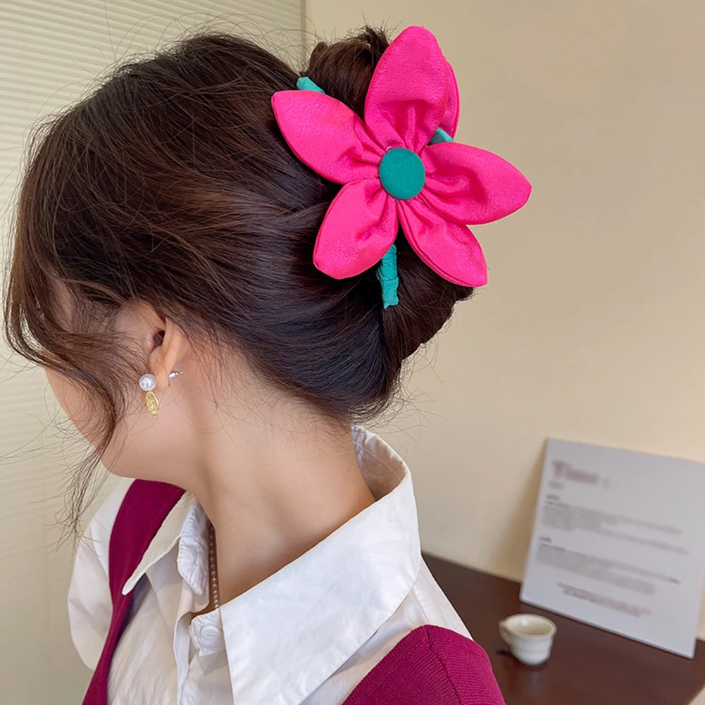 

New Rose Red Flower Hair Claw Acrylic Large Blue Clip Hairpin Hairwear for Women Korean Shark Clamp Barrettes Hair Accessories