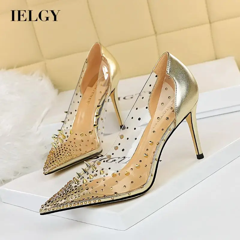 

Женские прозрачные туфли с заостренным носком, на высоком каблуке