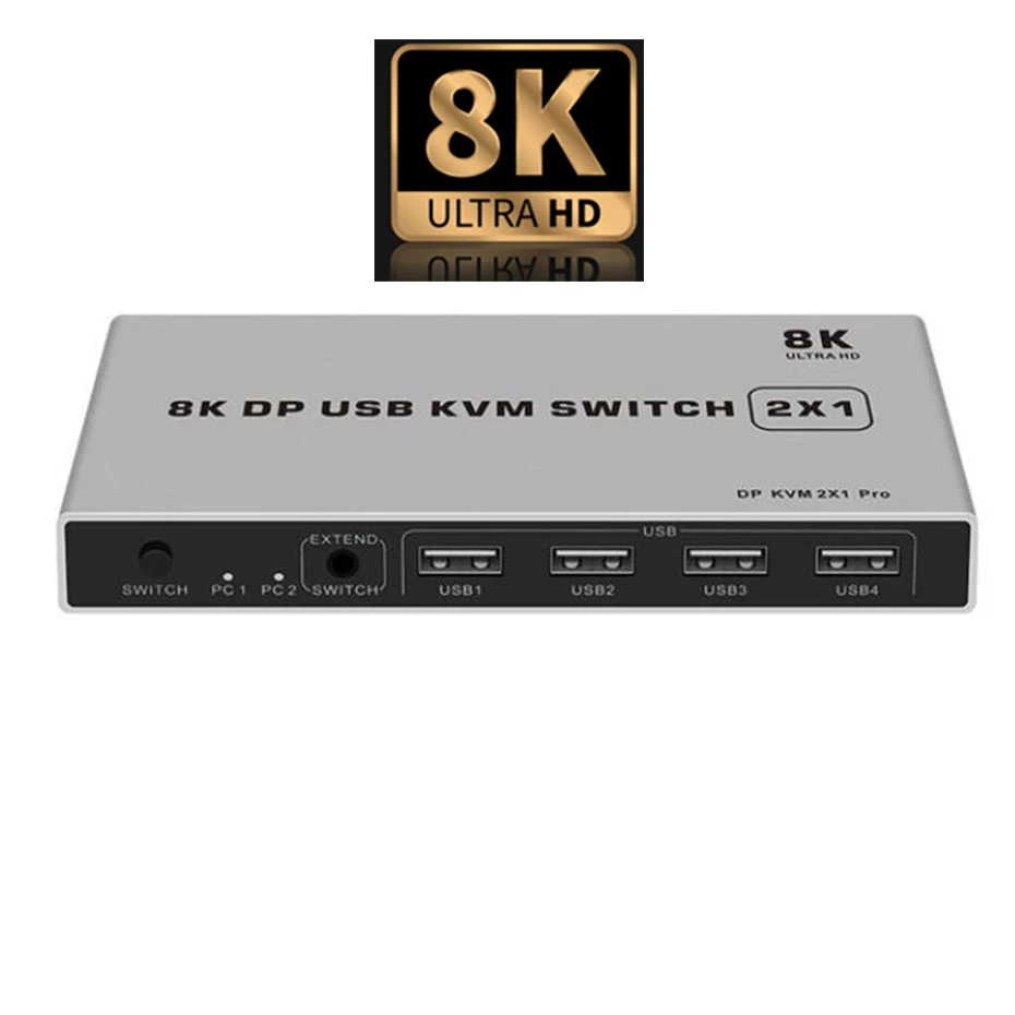 KVM-консоль с двумя портами, 2 порта, 8K @ 60 Гц, USB DP-переключатель KVM DP, USB KVM 4K @ 144 Гц, Поддержка мыши и Keyboad Share