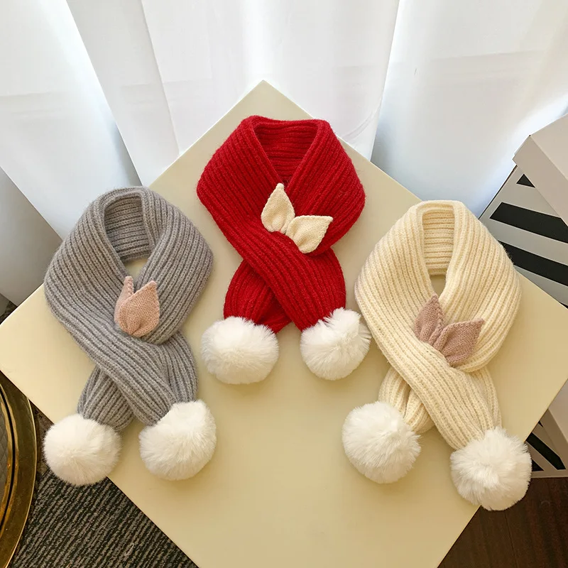 

Kids Scarf Boys Girls Baby Winter Warm Scarf Cute Ears Knit Scarves Children Neck Collar Keep Warm Neckerchief Baby Accessories