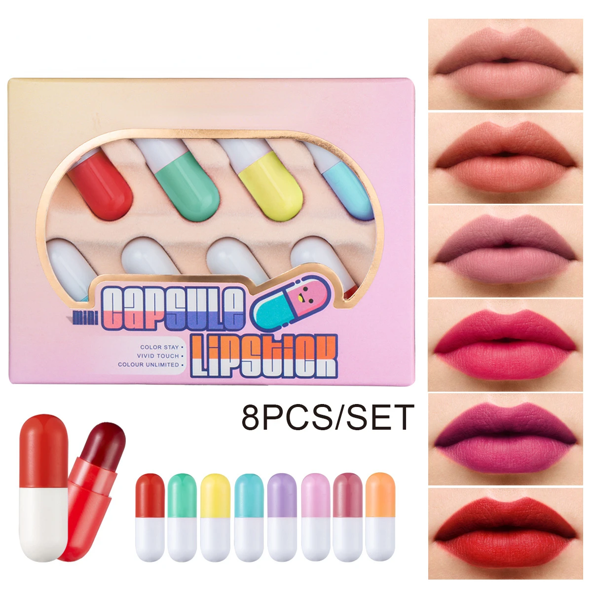 

8 Colors Waterproof Nude Matte Velvet Glossy Lip Gloss Lipstick Lip Balm Sexy Red Lip Tint Sexy Women Fashion Makeup Gift