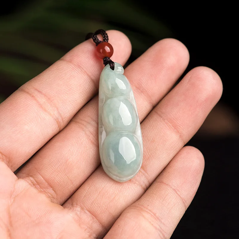 Фото Ювелирные изделия из натурального нефрита A+ Жадеит Fudou Four Seasons Bean Jade Кулон №4