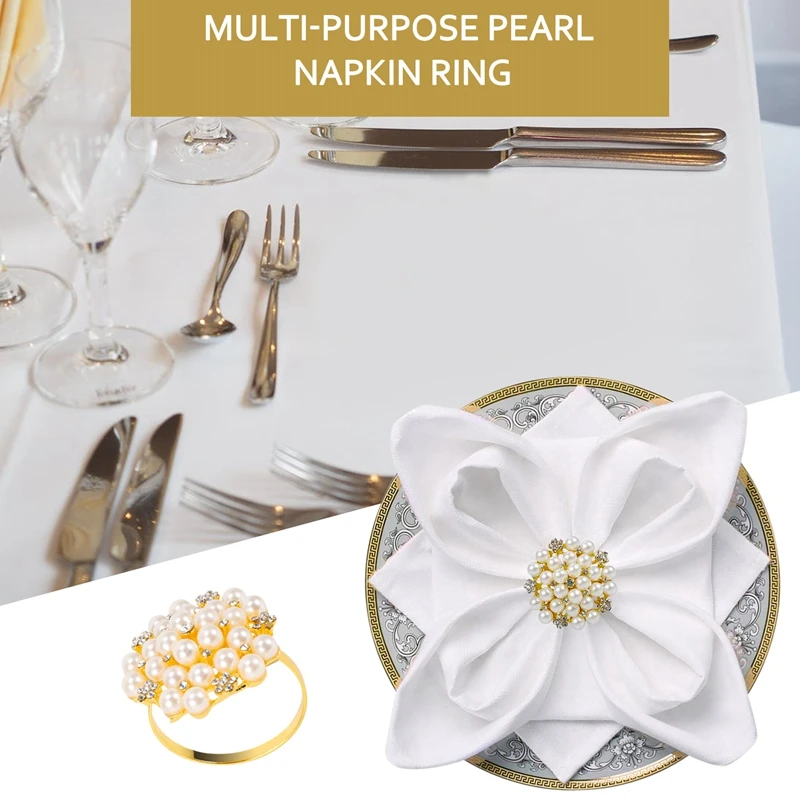 12-упак. кольца для салфеток с жемчугом кольцевые пряжки держателя из нежного
