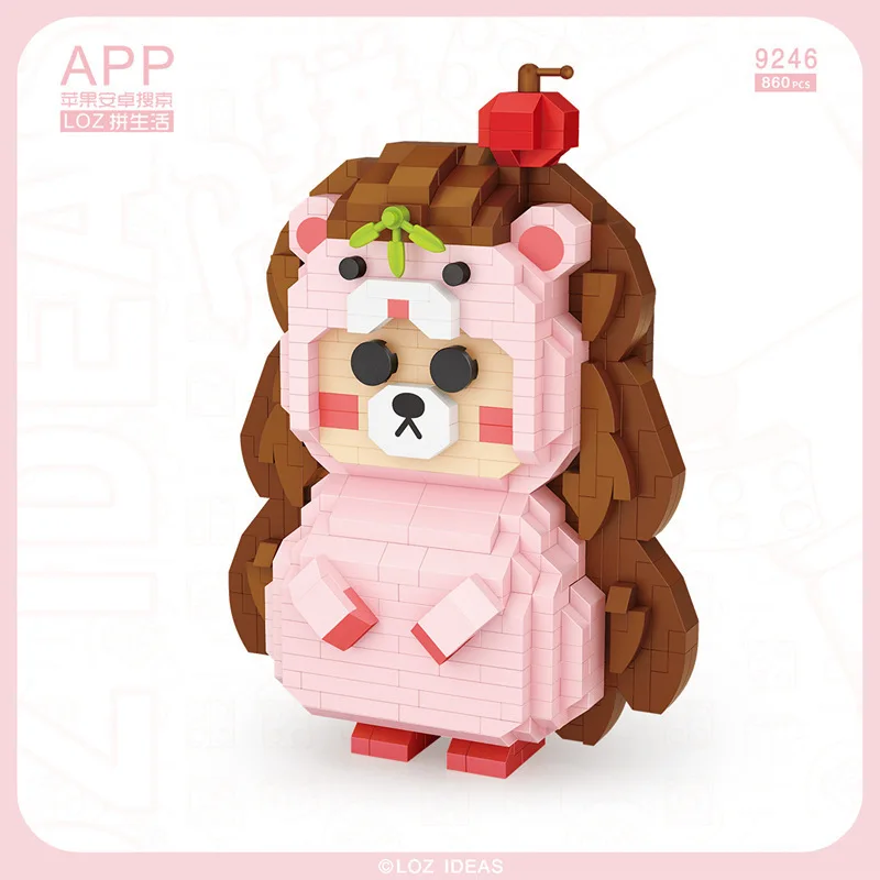 LOZ Blocks Cartoon Auction Figure Bricks Anime Bear Model for Girls Gifts Cute Doll Children Toys Kids Christmas Present 9245 images - 5