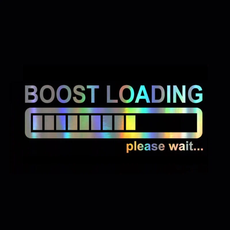 

14cm*5cm Creative Boost Loading Please Wait For Turbo Funny Stickers and Decals Vinyl Sticker On Car Styling