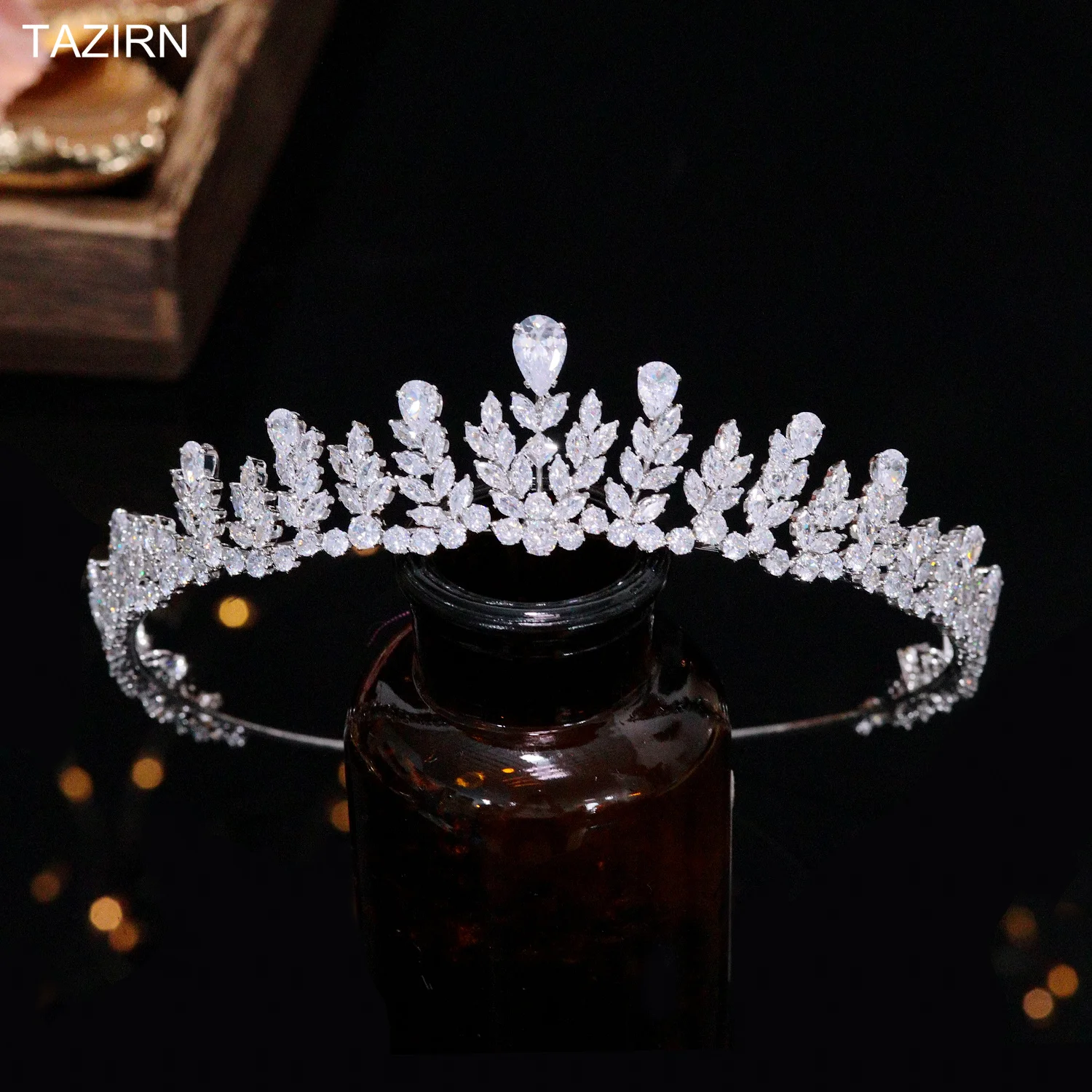 

New CZ Wedding Bride Tiaras Princess Bridal Zirconia Crowns Sweet 16 Birthday Party Headpiece Hair Accessories Jewelry for Women