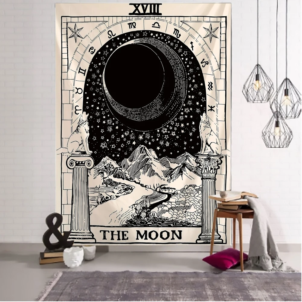 

Tarot Card Tapestry Psychedelic Astrology Divination Witchcraft Room Decor Bedspread Cover Sun Moon Wall Decor Wall Hanging