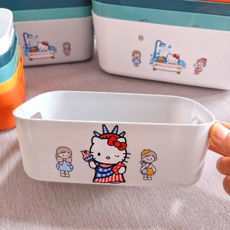 

Hello Kitty Storage Basket Girls Cosmetics Snacks Desktop Storage Box Home Bathroom Toilet Kitchen Organizer Storage Box