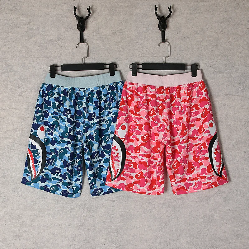 

Top quality A BATHING APE 2024 summer new tide camouflage side teeth print shorts men's and women's couple wear beach pants BAPE