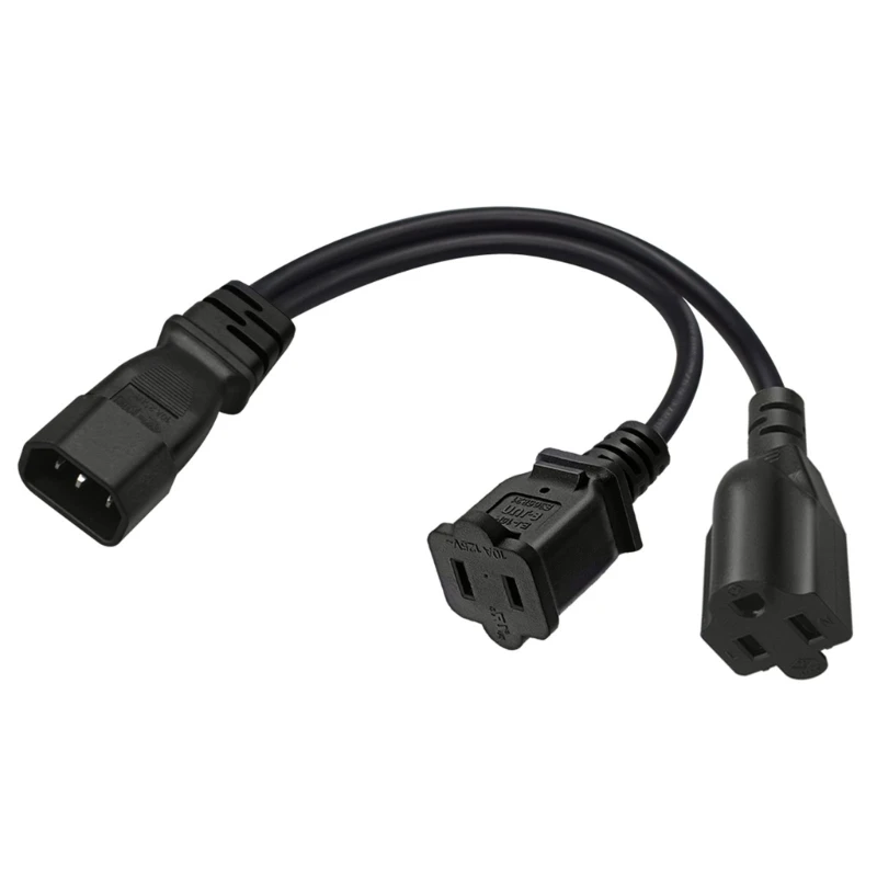 

IEC320 C14 to 5-15R+1-15R Y-Type Splitter Cord, IEC 320 C14 Male to Nema 5-15R +1-15R Female Power Supply Adapter Cable