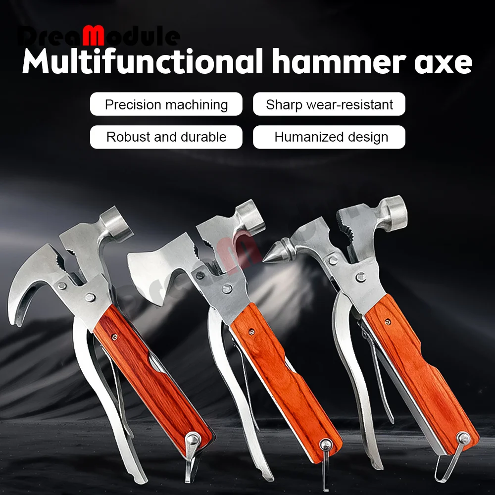 

Auto Safety Hammer Stainless Steel Tool Nylon Sheath Outdoor Survival Camping Hiking Portable Pocket Knife Multitool Claw Hammer