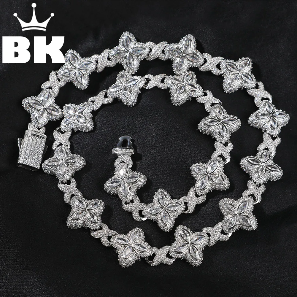 Цепочка с фианитом в виде клевера шириной 19 мм