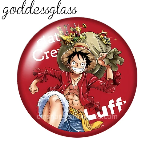 Фото Набор из 10 круглых стеклянных кабошонов One Piece (Луффи, Зоро, Нами, Тони Тони Чоппер) 12/18/20 мм с плоским основанием для изготовления брелоков №5