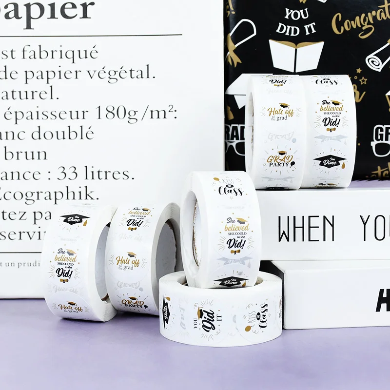 

500pcs Congratulate Grad Party Label Sticker Graduation Scholar Hat Envelope Sticker Graduation Party Decoration Supplies
