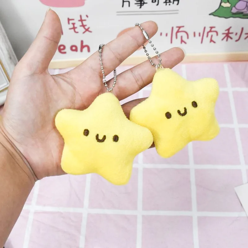 

Funny Squeaky Star Keychain Cute Pentagram Fluffy Plush Doll Toy Key Chains for Women Girl Bag Pendant Christmas Keyrings Gift