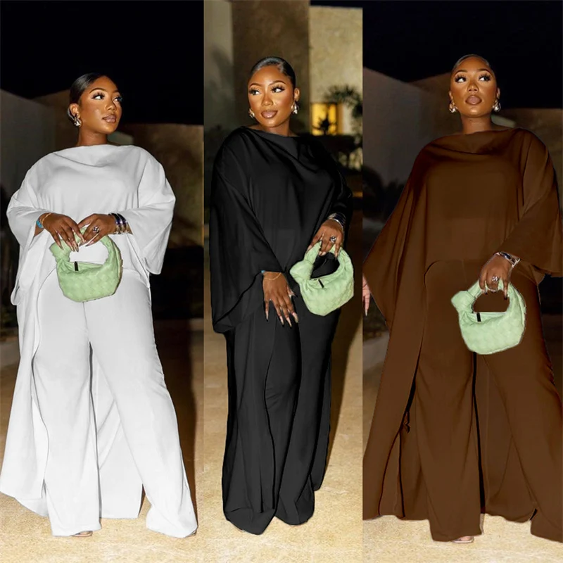 Однотонные Свободные повседневные осенние наряды с боковыми вставками