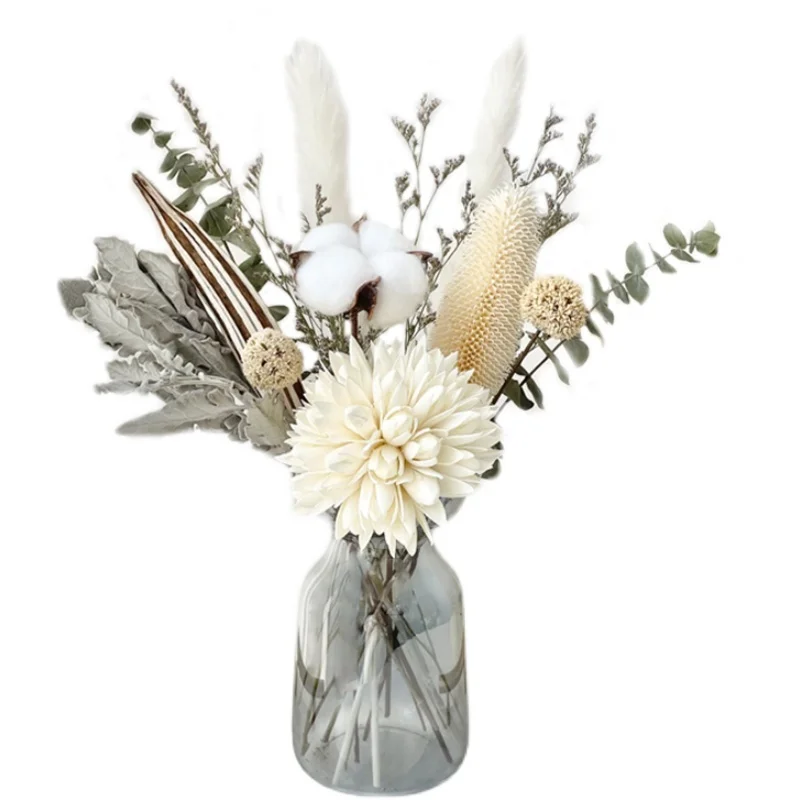Eucalyptus Dried Natural Flower Small Pampas Bouquet For Glass Vase Preserved Hydrangeas Wedding Decoration Mother's Day Gift images - 6