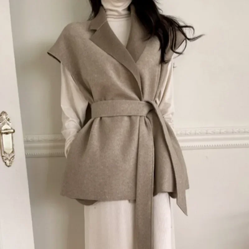 Уличная одежда шикарные шерстяные куртки для женщин с поясом зимние утепленные