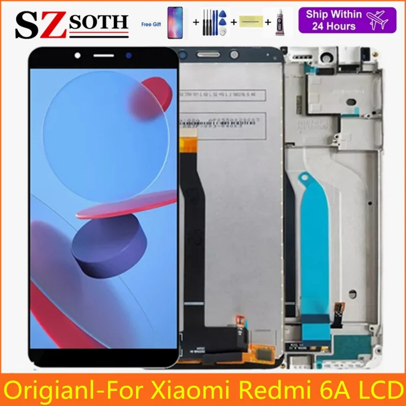 

ЖК-дисплей 5,45 дюйма для Xiaomi Redmi 6A 6, ЖК-дисплей с сенсорным экраном и рамкой, ЖК-дигитайзер для Redmi 6, дисплей в сборе, запасные части