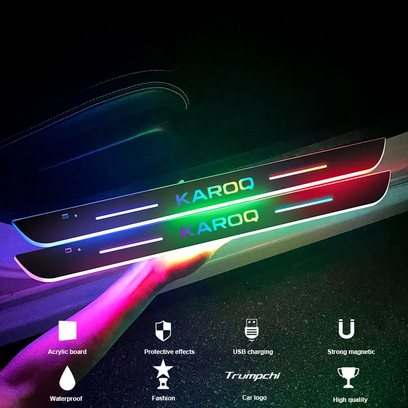 

Car door Sill light logo Projector lamp Power Moving LED Welcome Pedal For Skoda KAROQ car Accessories