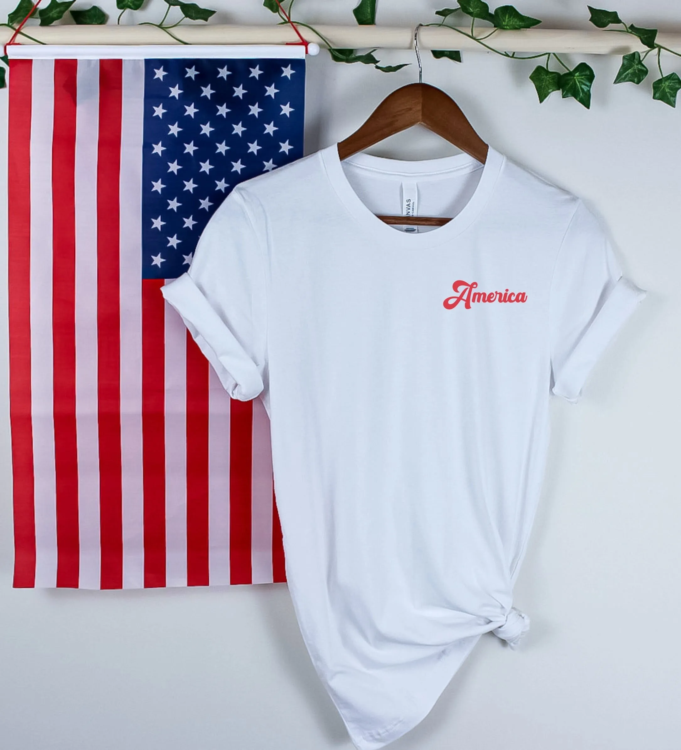 Карманная футболка America Minimalist Love Patriotic God Bless красный белый и синий 4 июля