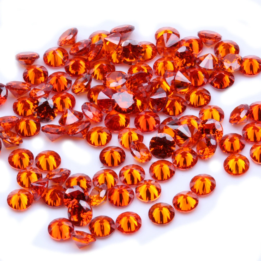 

1000pcs AAAAA+ 1.0-4.0mm CZ Stone Round Cut Beads Orange Color Cubic Zirconia Synthetic Gems For Jewelry