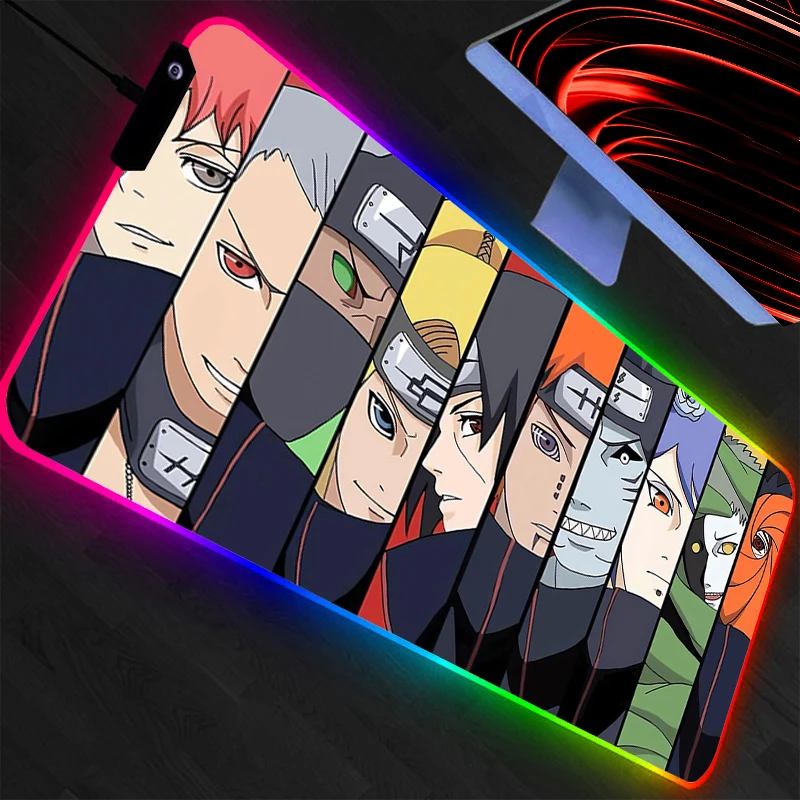 Фото Игровой коврик для мыши RGB Naruto XXL с подсветкой, светодиодный коврик для клавиатуры, резиновый коврик для мыши, игровой коврик для мыши Max XXL №3