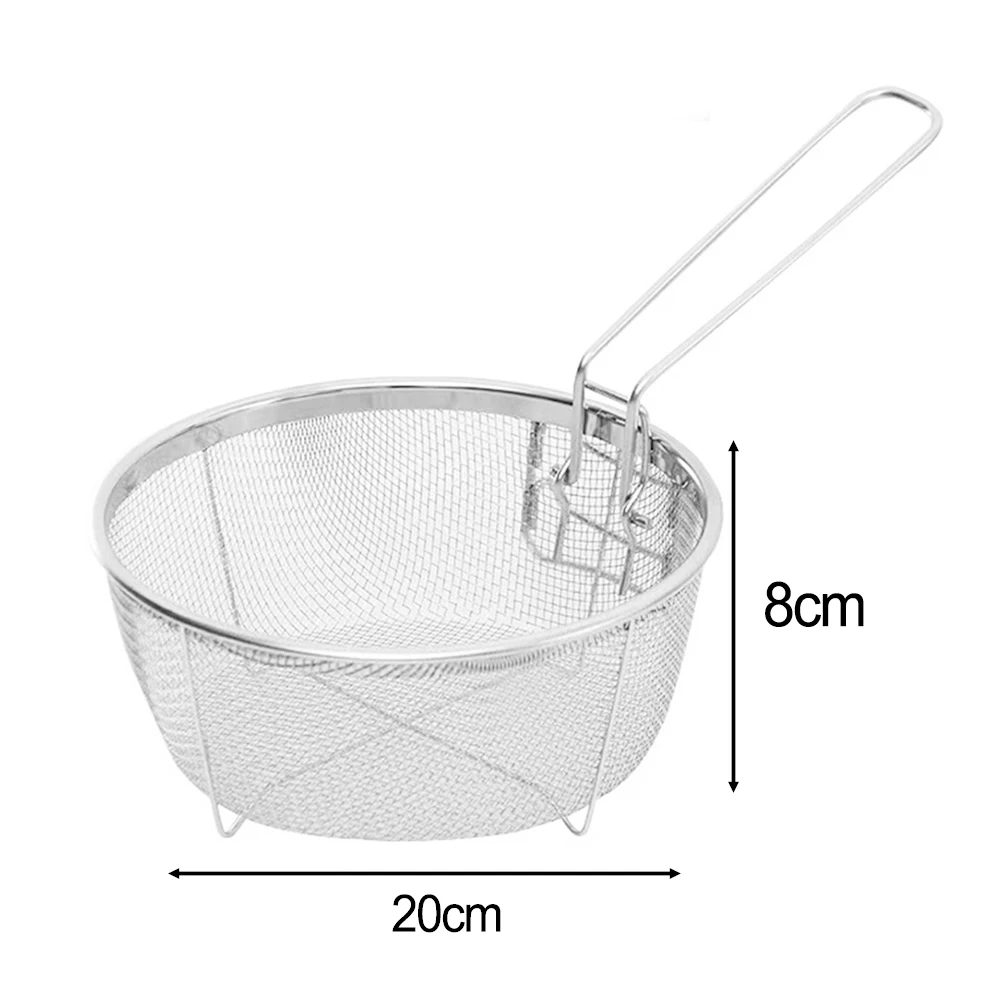 

Durable High Quality Practical Fry Basket Kitchenware Corrosion Resistance Detachable Light Silver 20*20cm/23*23cm