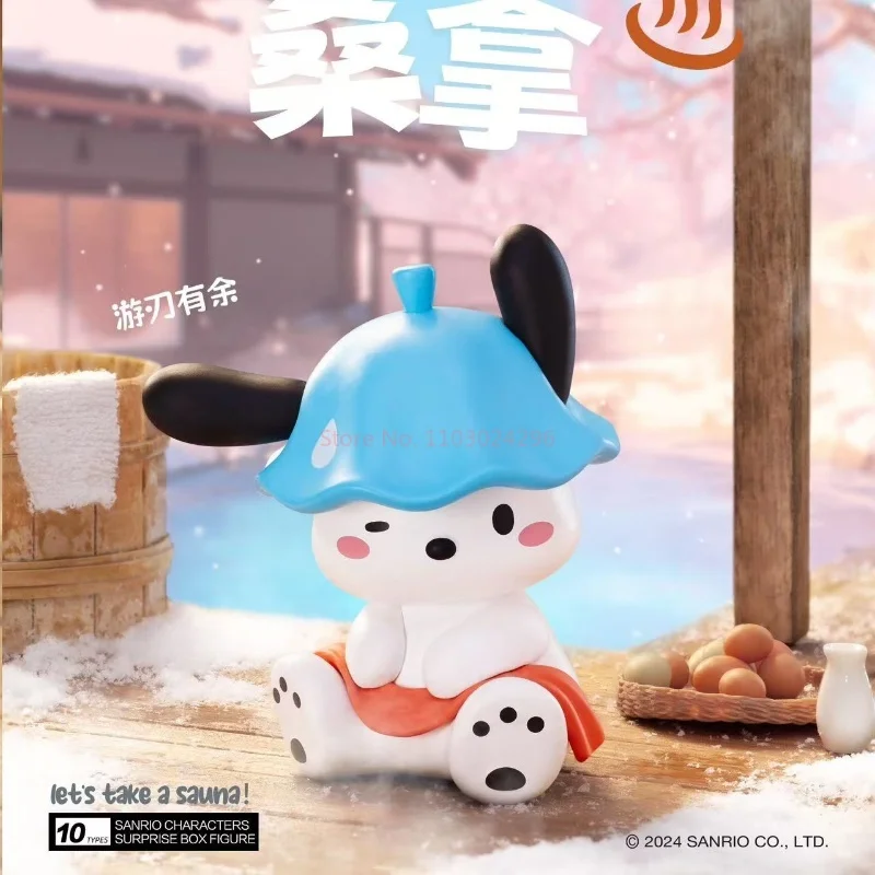 Фото Miniso Sanrio Steam Sauna Series слепая коробка куклы игрушки Cinnamoroll Pompompurin модная кукла подарок на день рождения для девочек орнамент Mystery Box №4