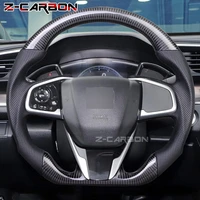 steering wheel fit for honda 10th generation civic carbon fiber perforated leather without button trim