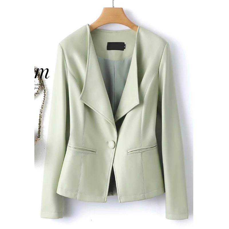 Женская короткая куртка на одной пуговице винно-Красная приталенная из