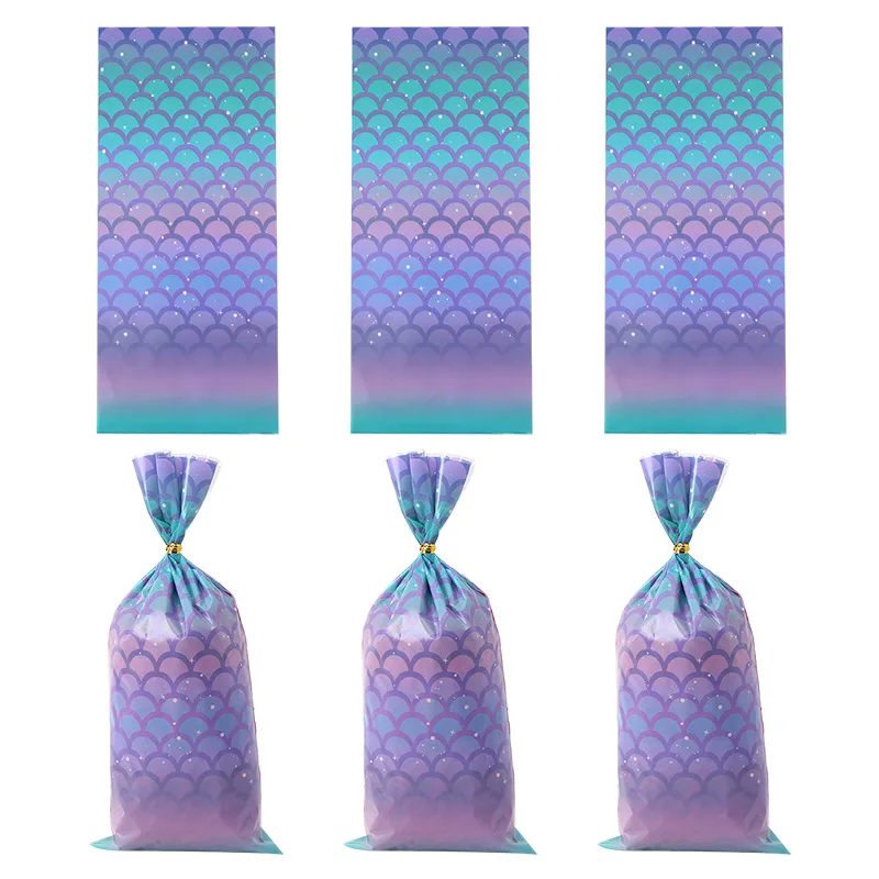 Купи 30/50 Pcs Mermaid Candy &Cookie Plastic Bags Gift Packing Bag For Birthday Party Biscuits Snack Baking Packaging Supplies за 223 рублей в магазине AliExpress