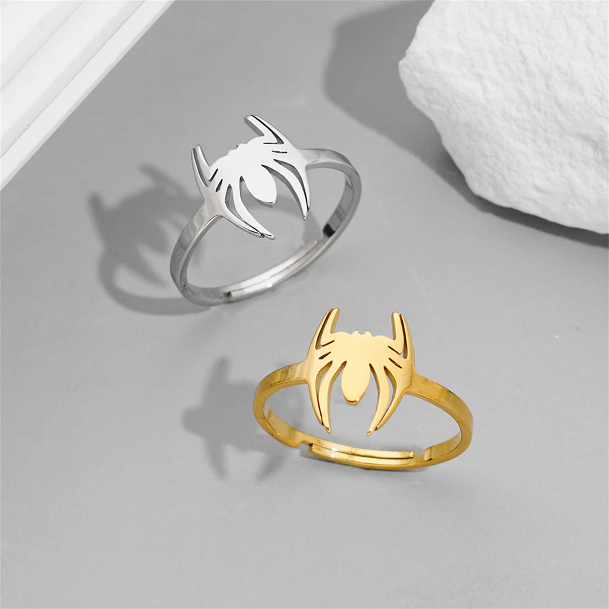 Модные парные кольца паутина из нержавеющей стали для женщин и мужчин готические